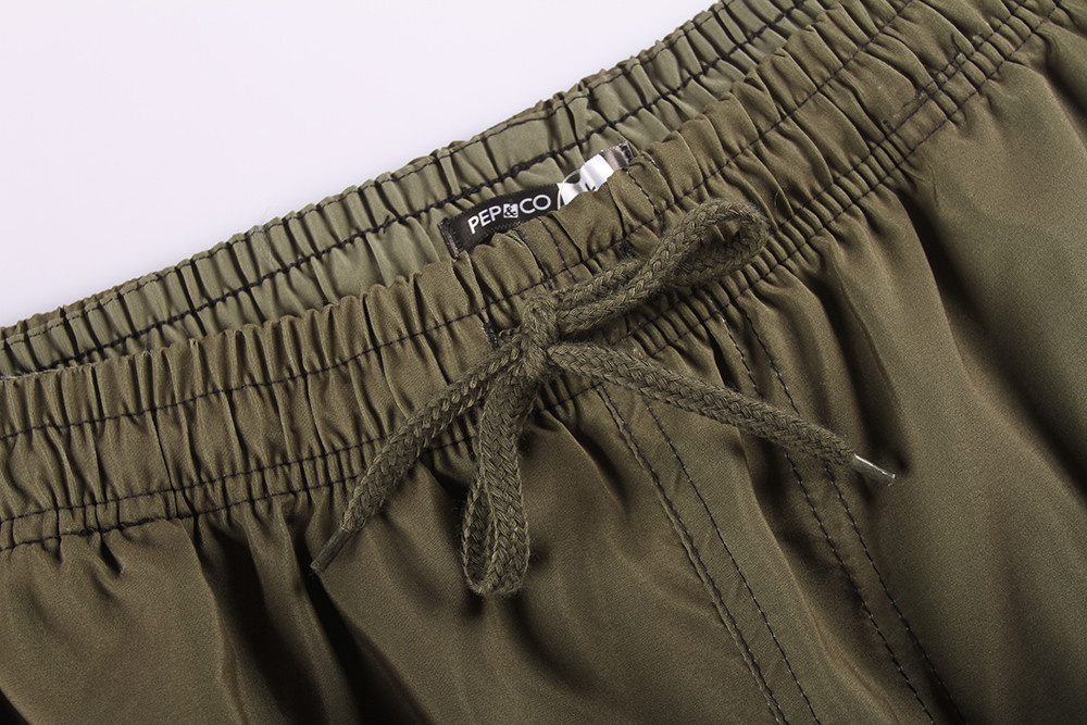 Olive Camouflage Mens Elastic Waist Board Shorts