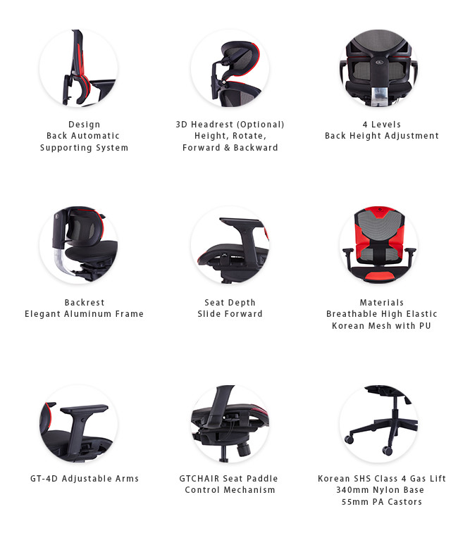 Breathable Ergonomic Computer Gaming Chair Adjustable Swivel Lumbar Support Chair