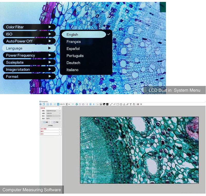 OPTO EDU A33.5130 Rechargeable Microscope With 7'' Display TF Card And Multi-Output Options