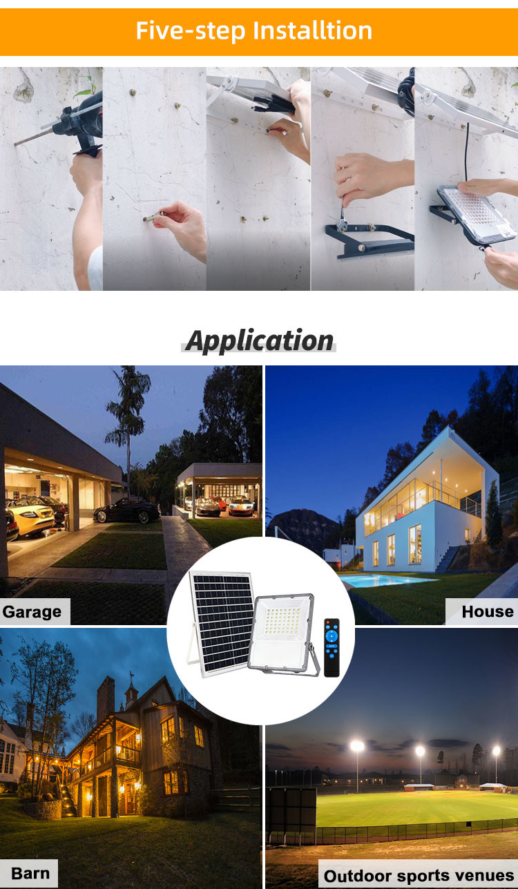 Garden LED Solar Outdoor Flood Lights With Remote Control High Luminous 6500K