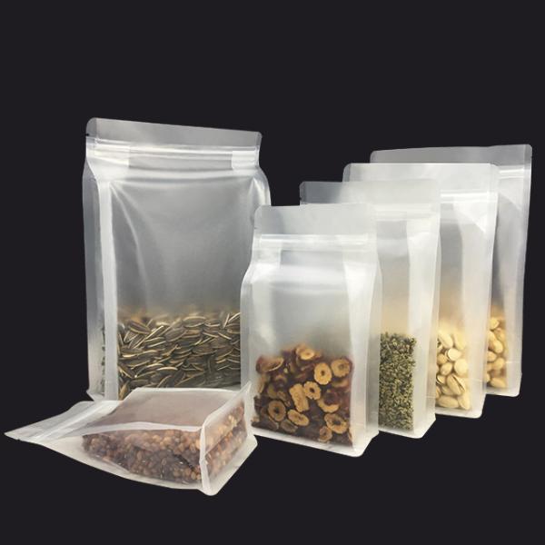 Low MOQ Matt Custom Print Carry Bag With Ziplock Handle Moisture Proof Plastic Bag Food Packaging Square Bottom Pouch