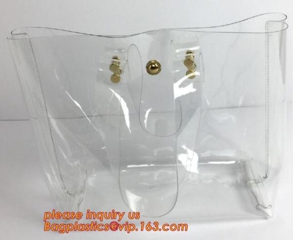 Clear Tote Bags Handbag PVC Women Shoulder Fashion Transparent Beach Bag, PVC