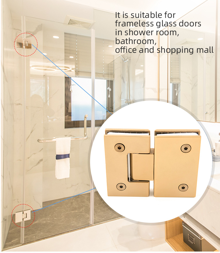 Modern Design 304 Stainless Steel Glass to Glass Hinge 180 Degree Bathroom Gate Clamp