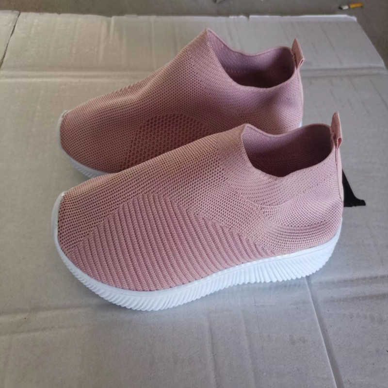 Ladies Flyknit Sport Shoes Durable 4colors Casual And Fashion Daily Life Pink Color