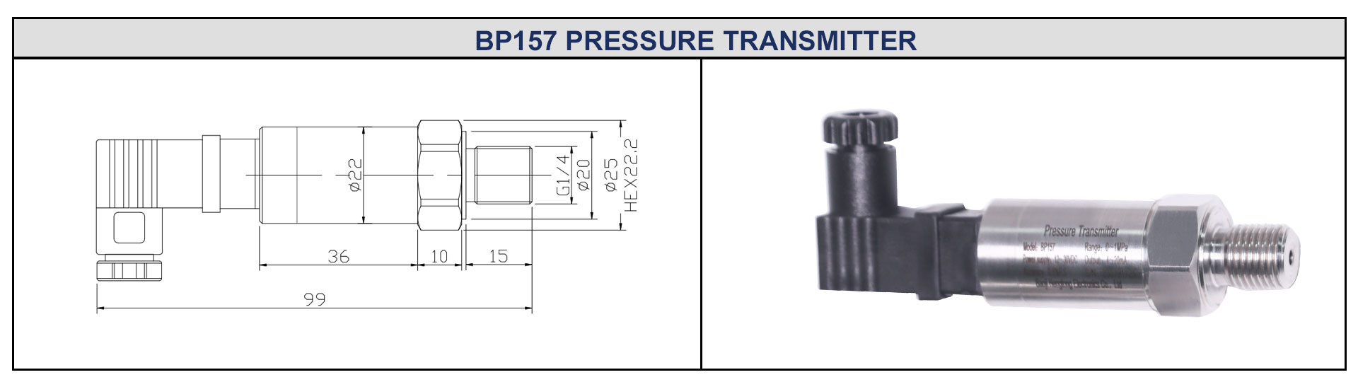 0~50 Bar Industrial Pressure Sensor Ceramic Stainess Steel Pressure Sensor