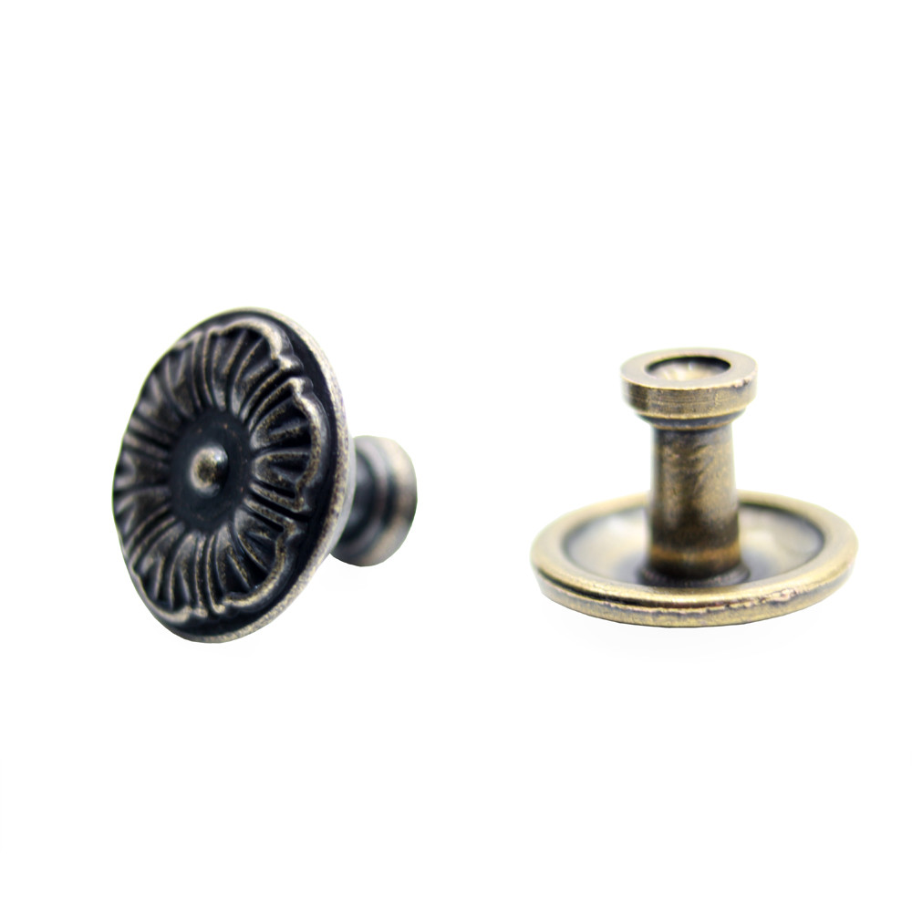 35mm Zinc Copper Knobs Aluminium Furniture Handles Retro Design With Screws