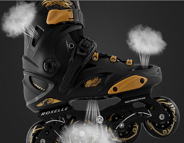 4 Wheels Black Outdoor Sports Products 2 In 1 Roller Skates PU Material