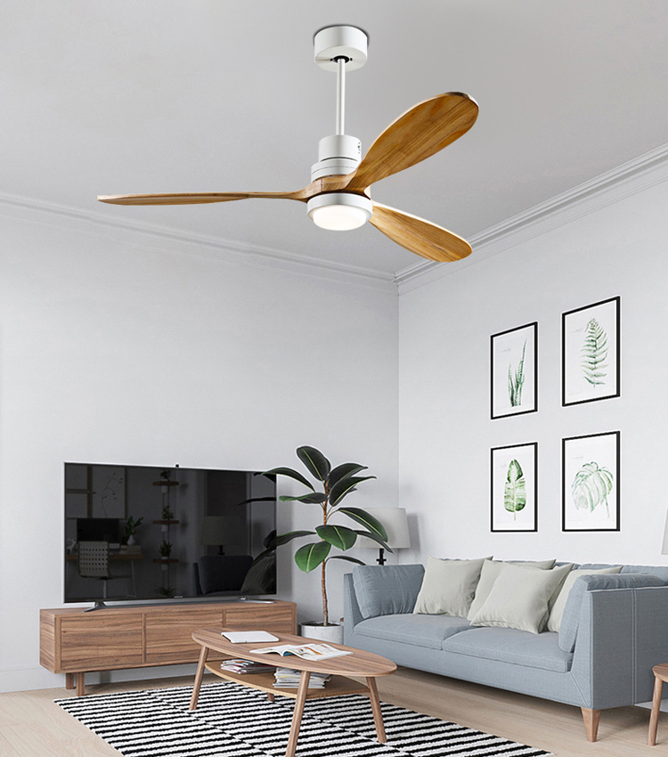 EMC Home Hotel 220v 1320MM Wood Ceiling Fan Light Three speed Customized