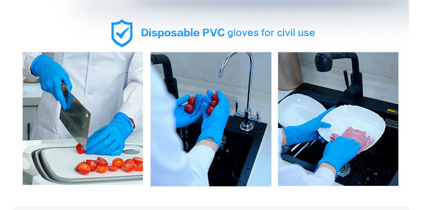 Blue Pvc Nitrile Gloves Powder Free 100PCS ONE BOX For Civil