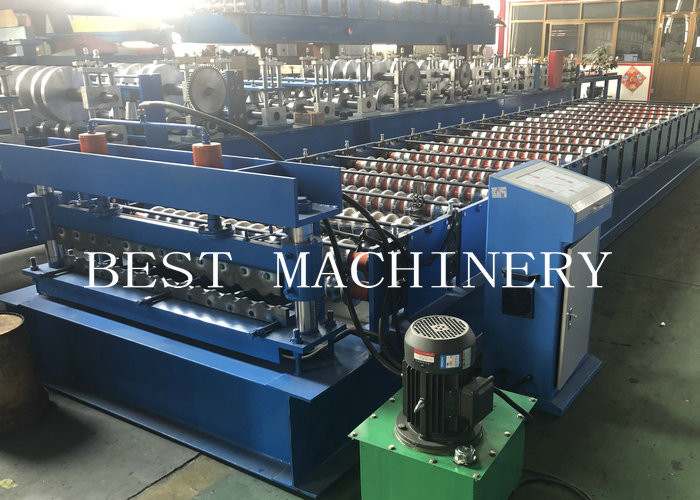 Roofing Sheet Roll Forming Machine , 6kw Power Metal Sheet Forming Machine