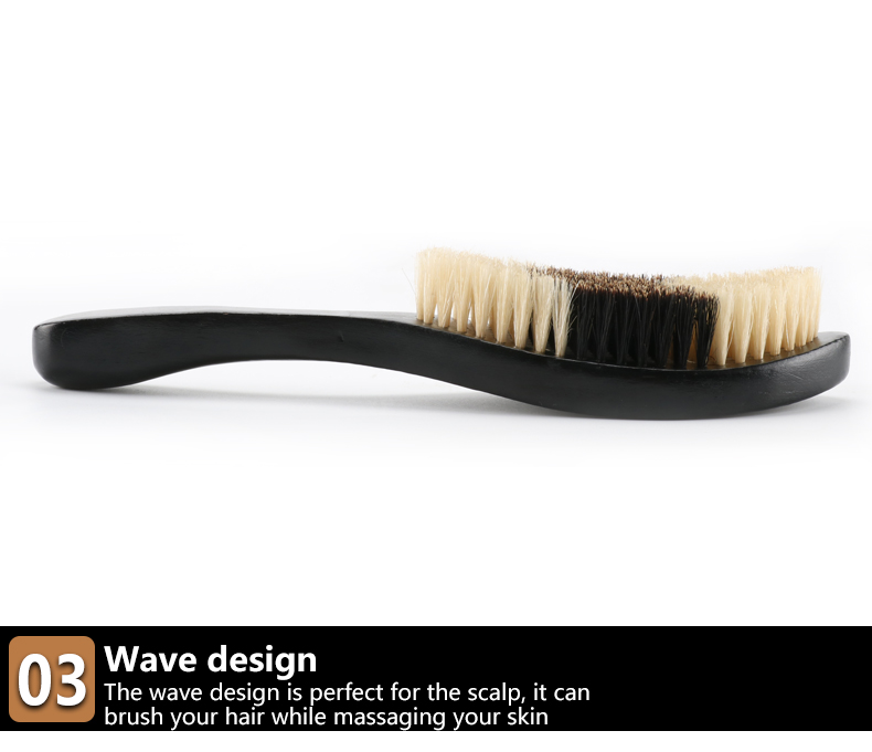 Men'S Two Color Beard Trimming Brush With Beech Wood Handle And Boar Bristles