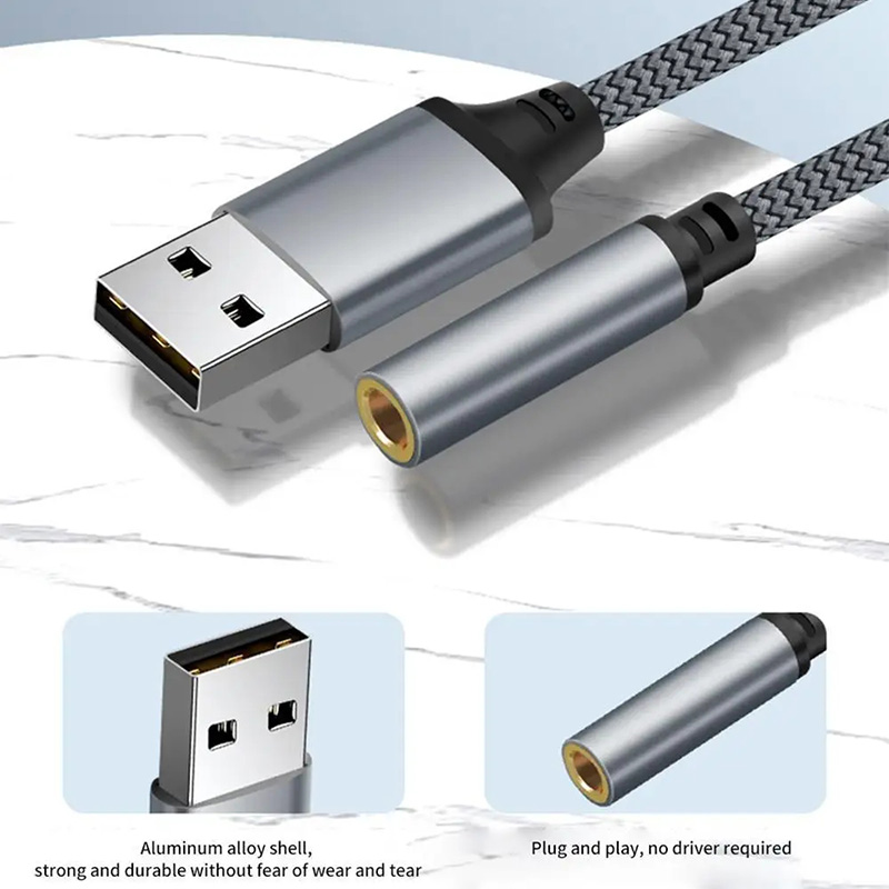 Professional Audio Interface USB Sound Card 2 In 1 USB To 3.5MM Jack Aux Audio Adapter