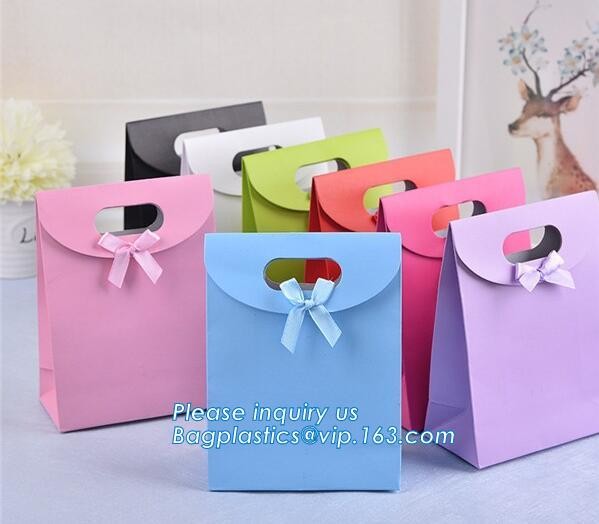 paper carrier bag,kraft paper bag,craft paper bag manufacturer,Printing Logo Paper Carrier Bag with Bowknot and Handle f