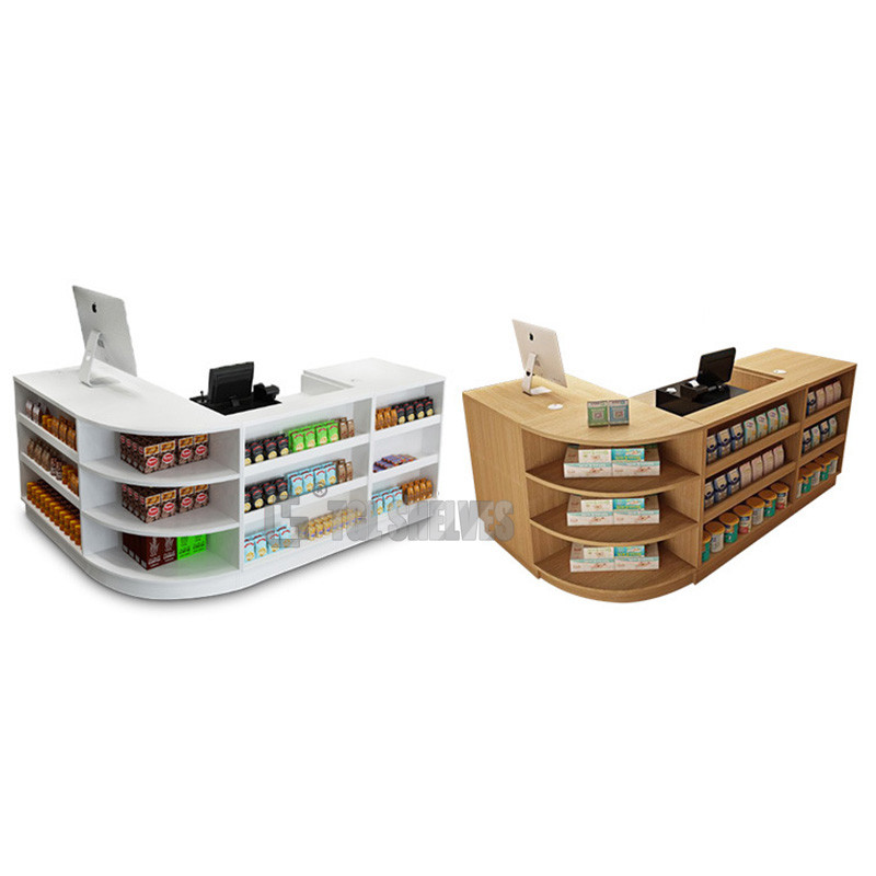 Flexible Wooden Supermarket Checkout Counter Convenience Store Cash Table