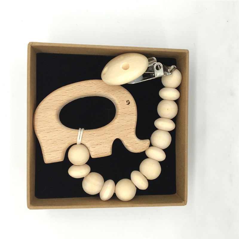 Animal Organic 5pcs Wooden Silicone Teether Wooden Baby Teething Toys