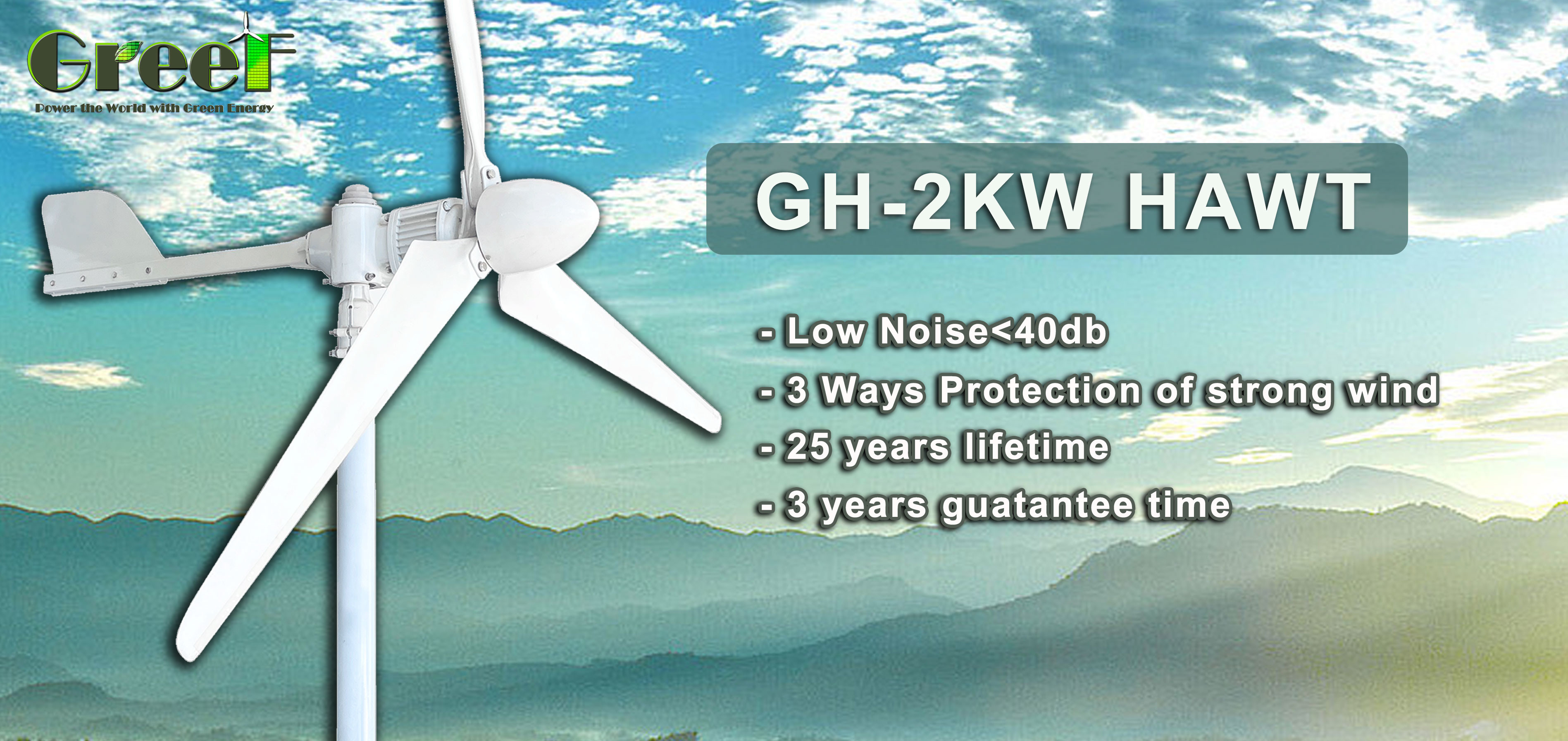 High Efficiency Three Phase Grid Tied Solar Hybrid System Eolic Wind Generator 2KW
