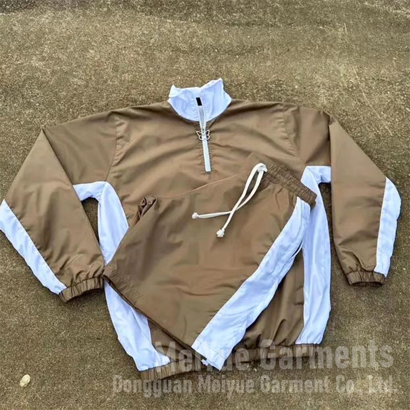 Custom Logo Windbreaker Nylon Pullover Shirt Lightweight Shorts Running Summer Sweatsuit Joggers Sweatshirt and Short Set
