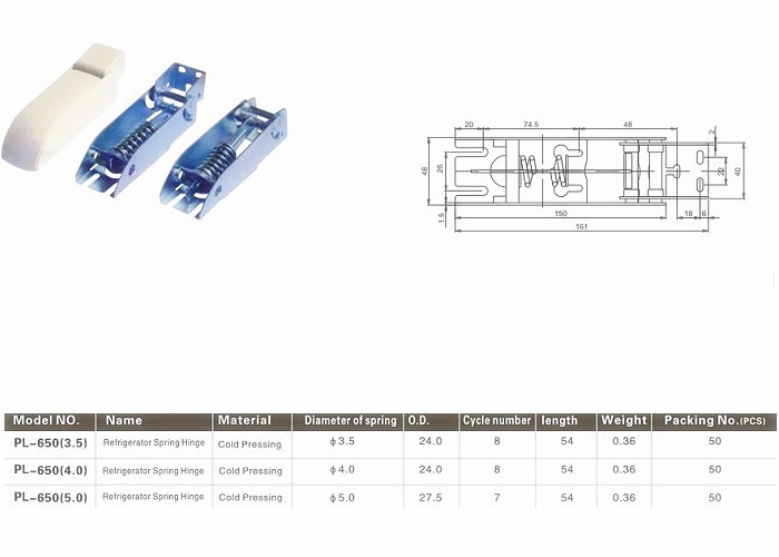 Brushed Chrome Plated Steel Frame Refrigerator Hinge With White ABS Cover