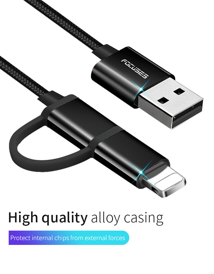 Data Transmission 6ft 10ft Multifunctional USB Cable Lightning Micro USB Cable FCC
