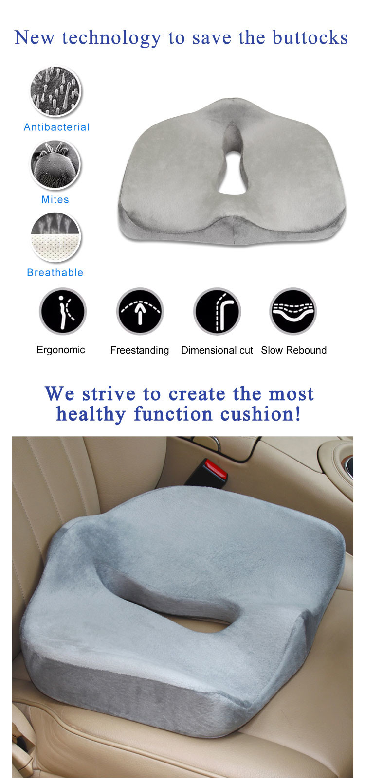 Gentle Touch Elderly Memory Foam Cushion , Car Booster Seat Cushions For Short People