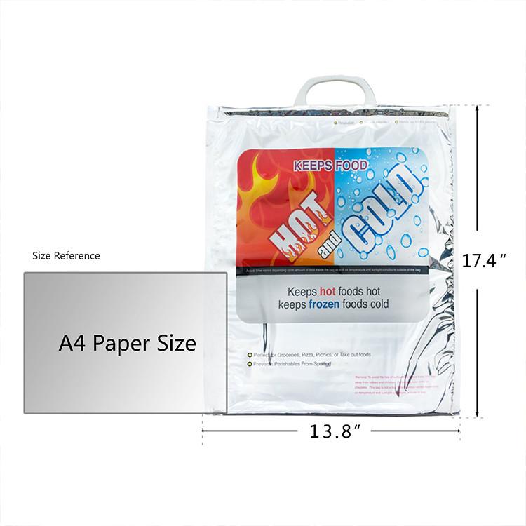 13.8*17.4in Aluminium Foil Food Delivery Thermal Bags To Keep Food Hot / Cold