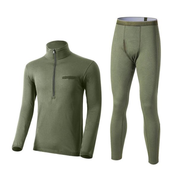 100% Polyester Thermal Military Combat Uniform Underwear Set Square Grid Shake Grain