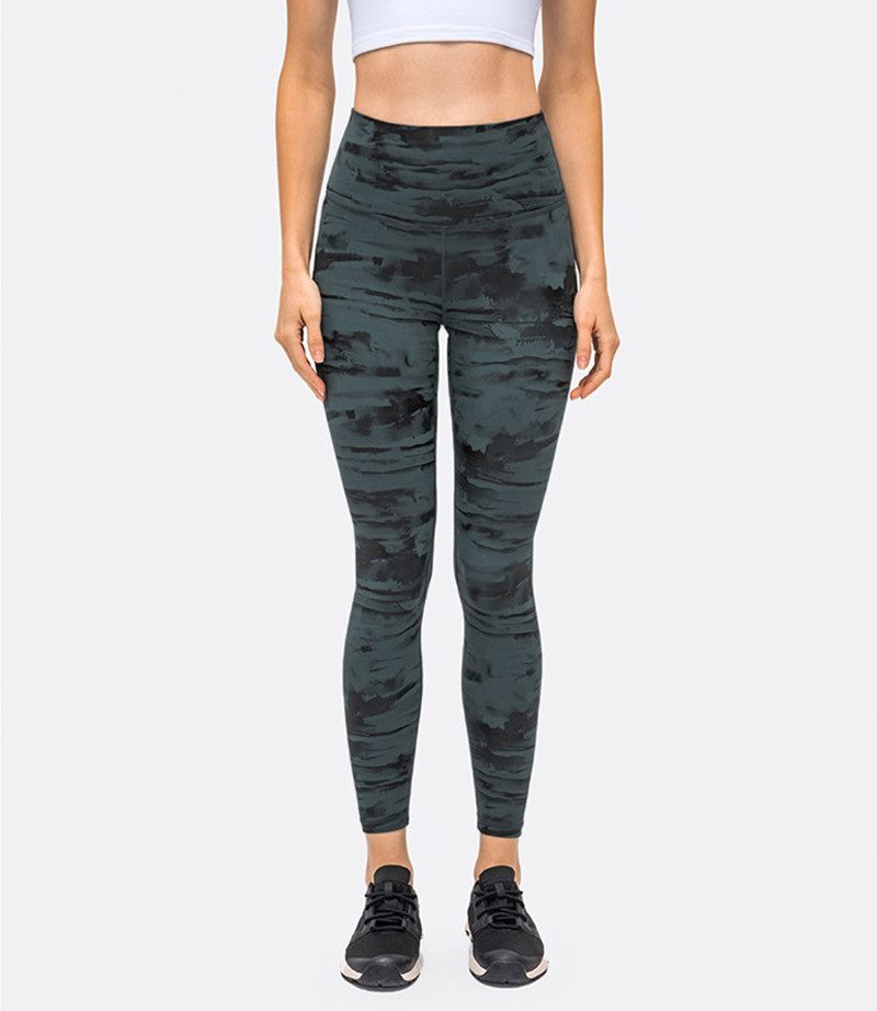 Ink Dye Patterned Yoga Leggings Pro Skin High Stretch Breathable Gym Pants