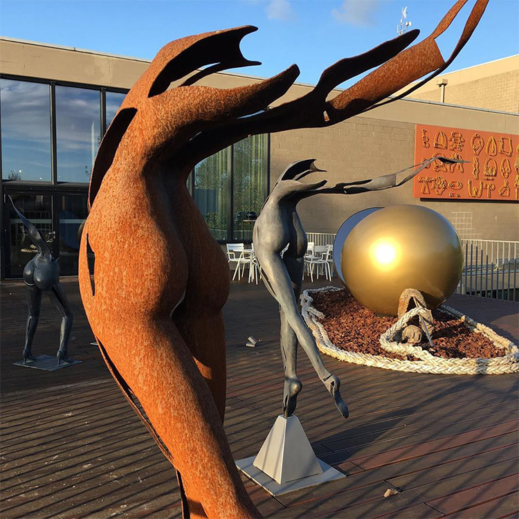 Modern Garden Decoration Abstract Weathering Steel Statue Corten Steel Art Sculpture For Outdoor