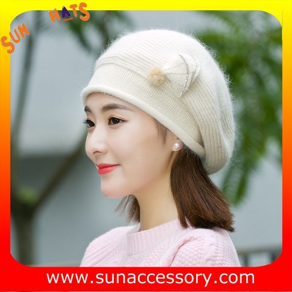 QF17002 Sun Accessory customized fashion knitted beanie hats for ladies ,Hats in stock MOQ only 3 pcs