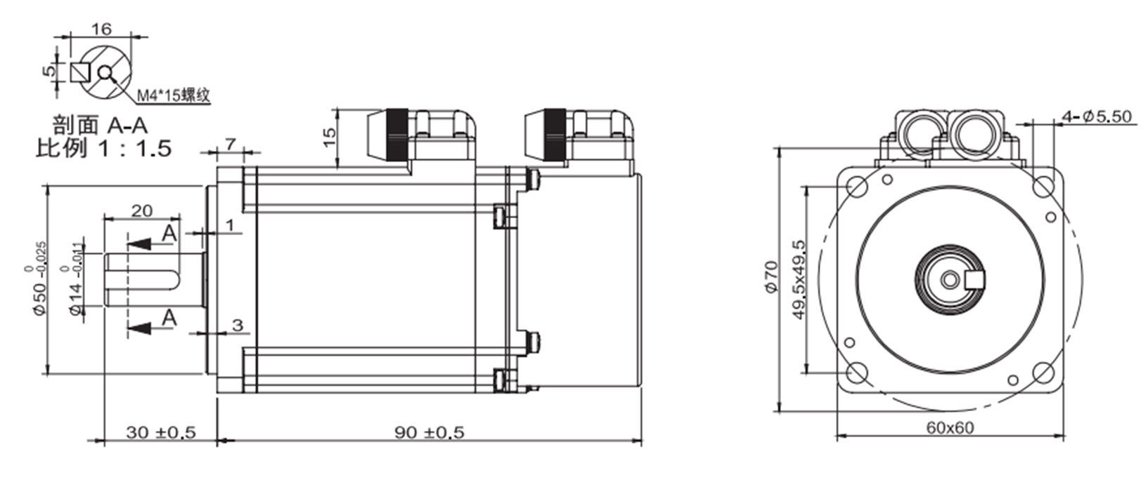 Speed Gate Motors 1000 Lines Speed Gate Motors 0.64Nm Servo Motor 3000RPM