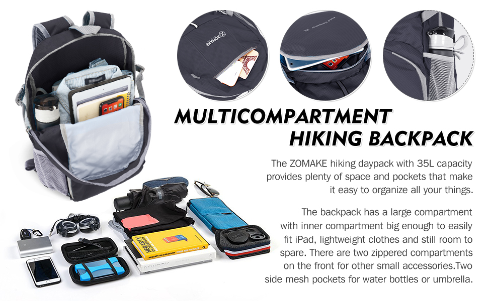 Lightweight Outdoor Hiking Backpack Water Resistant 35l Travel Backpack