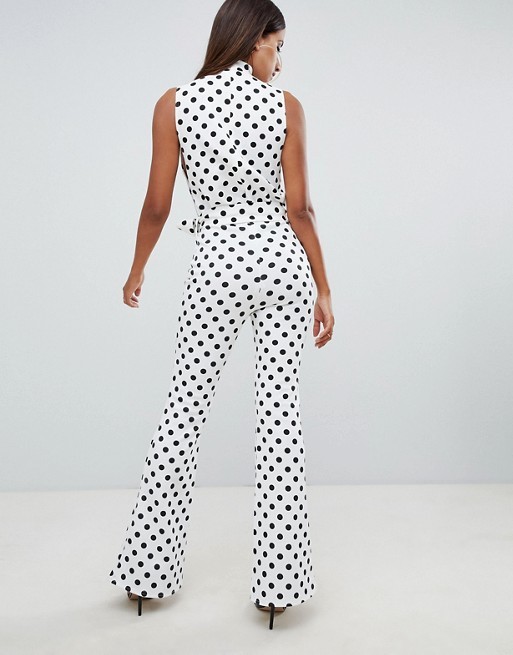 OEM high quality girls high neck jumpsuit in polka dot