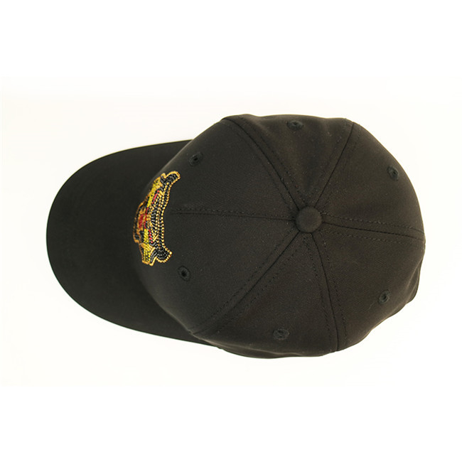ACE BSCI Animal Pattern Rhinestone Black Baseball Cap / Satin Baseball Cap Black Metal Buckle