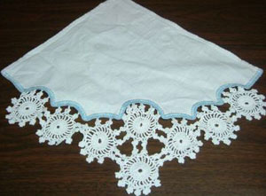 Rectangular coffee table linen table cloth table, Corcheted Lace Table linen, Tablecloth