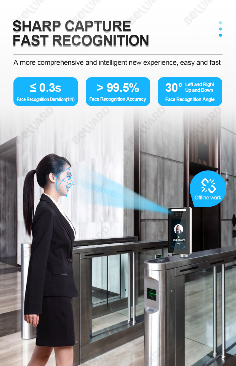 Liveness Detection 6mm Automatic Face Recognition System 7 Inch