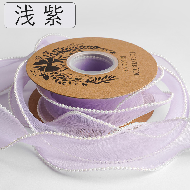 40mm Pearl Edge Polyester Organza Ribbon for Luxury Gift Packing