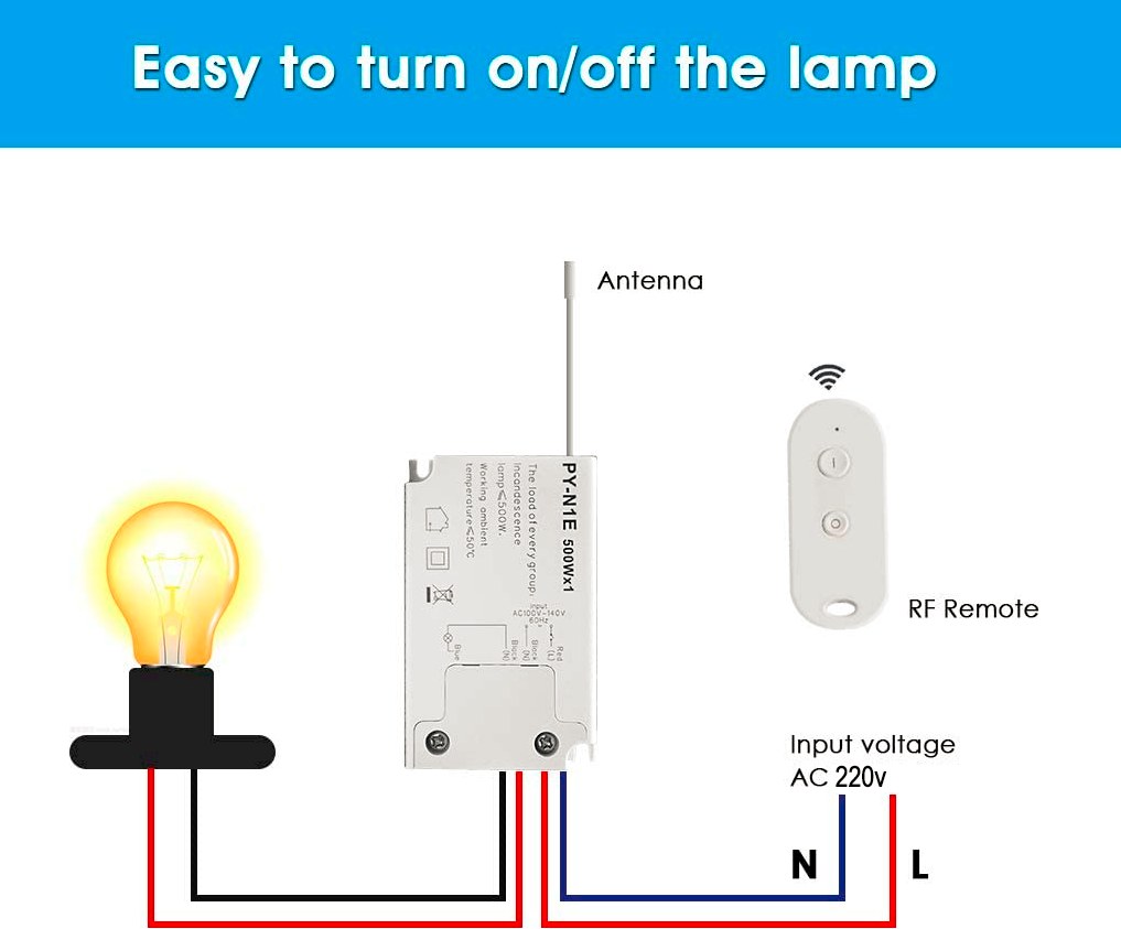 500W 1000W Remote Control Appliance Switch Durable For Pool Light