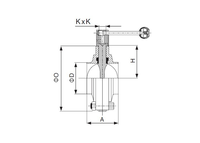 Dimension of Sanitary Welded Butterfly Valve – 3A Series