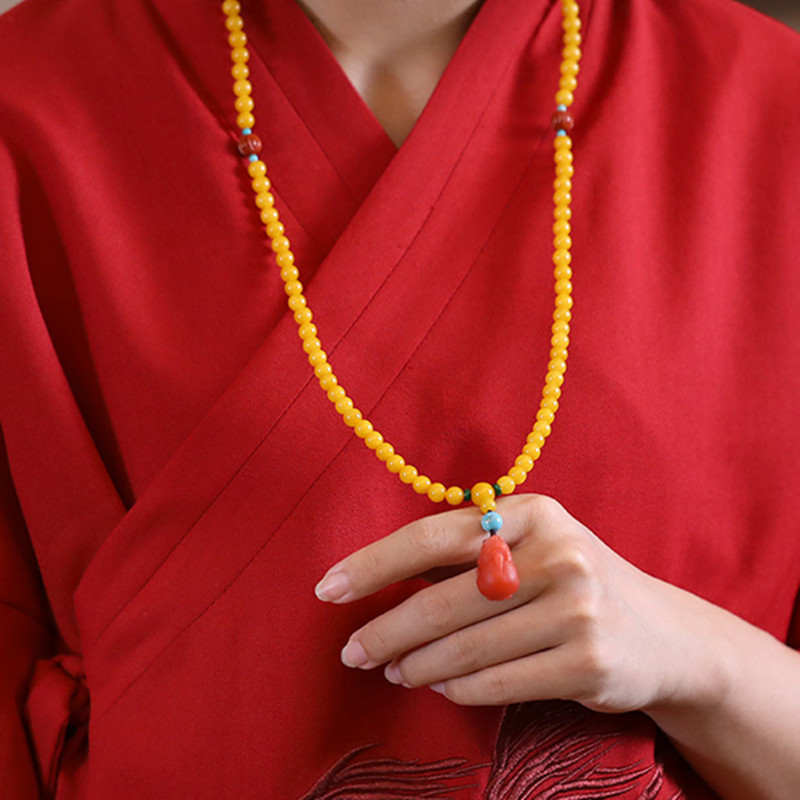 Fashion Jewelry Natural Round Bead Stone Natur Orange Yellow Amber Crystal Elastic Bracelet For Gift Bracelet Amber Tasbih Muslim Islamic Rosary