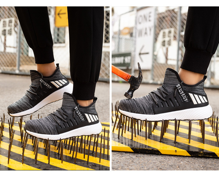 Breathable Flying Knit Work Shoes Comfortable Safety Shoes Kevlar Midsole Steel Toe EVA Sole