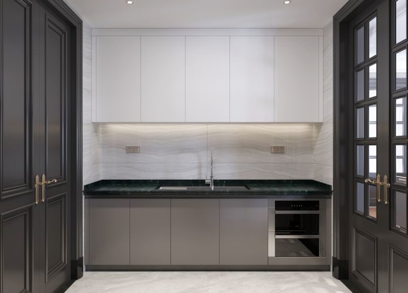 Ultima Edge Cold Metal Industrial Style Kitchen Cabinets With Dual Space Design