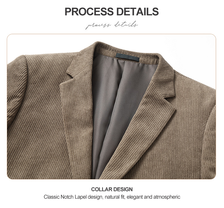 Adults Corduroy Suit Jacket 2024 Custom End Slim Single Corduroy Casual Suit for Men