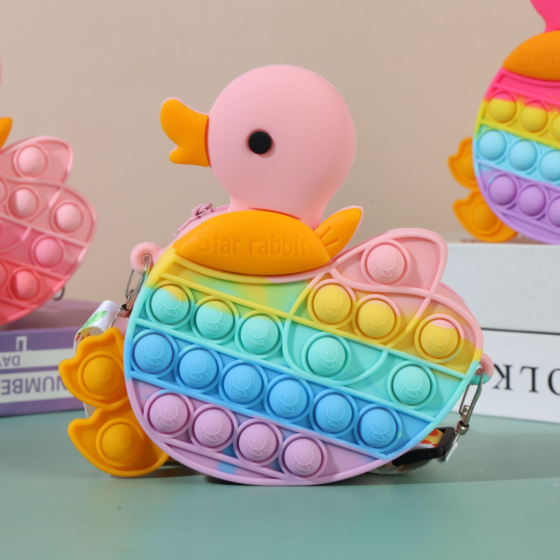 Pop Purse Bag For Kids Duck Popper Sensory Fidget Princess Toy Gifts ADHD Anxiety Stress Relief Crossbody Purse Bag