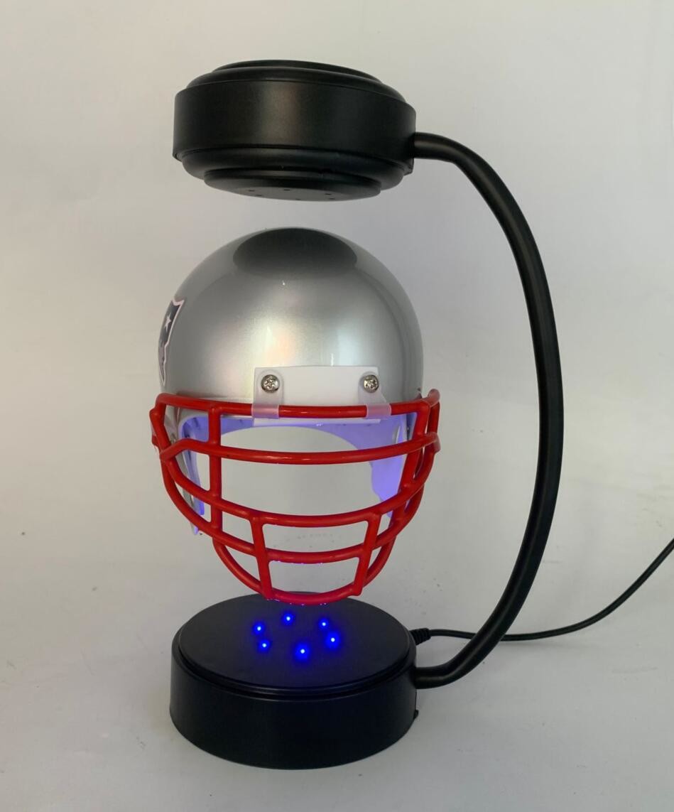 factory wholesale magnetic levitation floating hover helmet display racks with led light