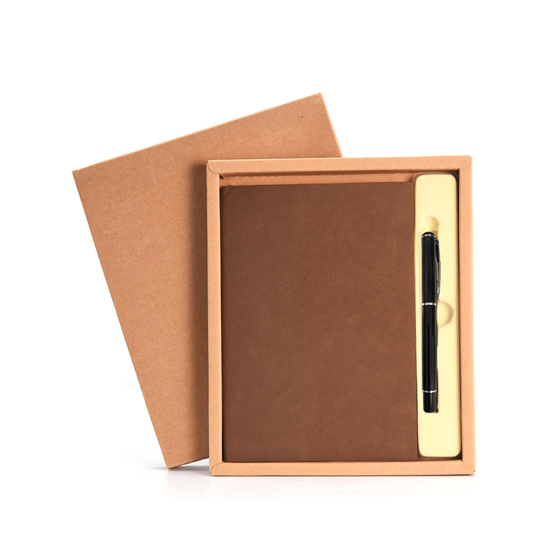 Business Gift PU Portable Diary Notebook Folio Embossed A5 Notebook With Pen Set