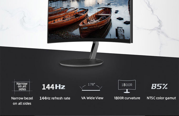 144hz 1ms 24 Inch Pc Gaming Monitor , MVA Panel Gaming Curved Computer Monitors