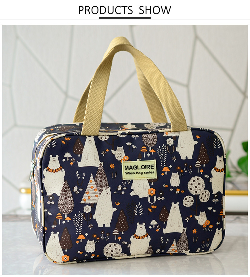 Printed Polyester Travel Makeup Organizer Bag For Women