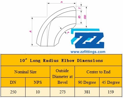 10 " Sch 10S Long Radius Elbow , Stainless Steel Weld Elbows 90 Degree A403 WP304