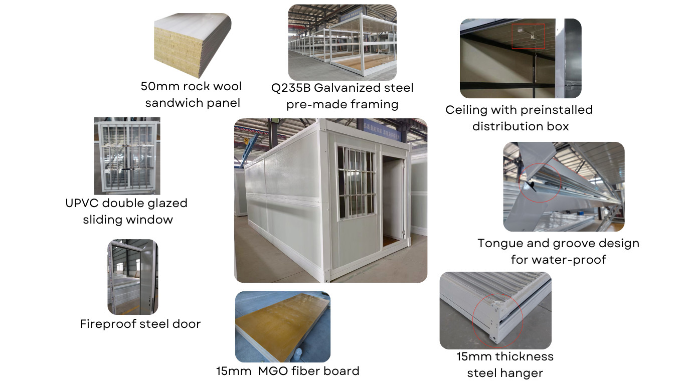 Portable Foldable Container House Galvanized Steel For Disaster Resettlement