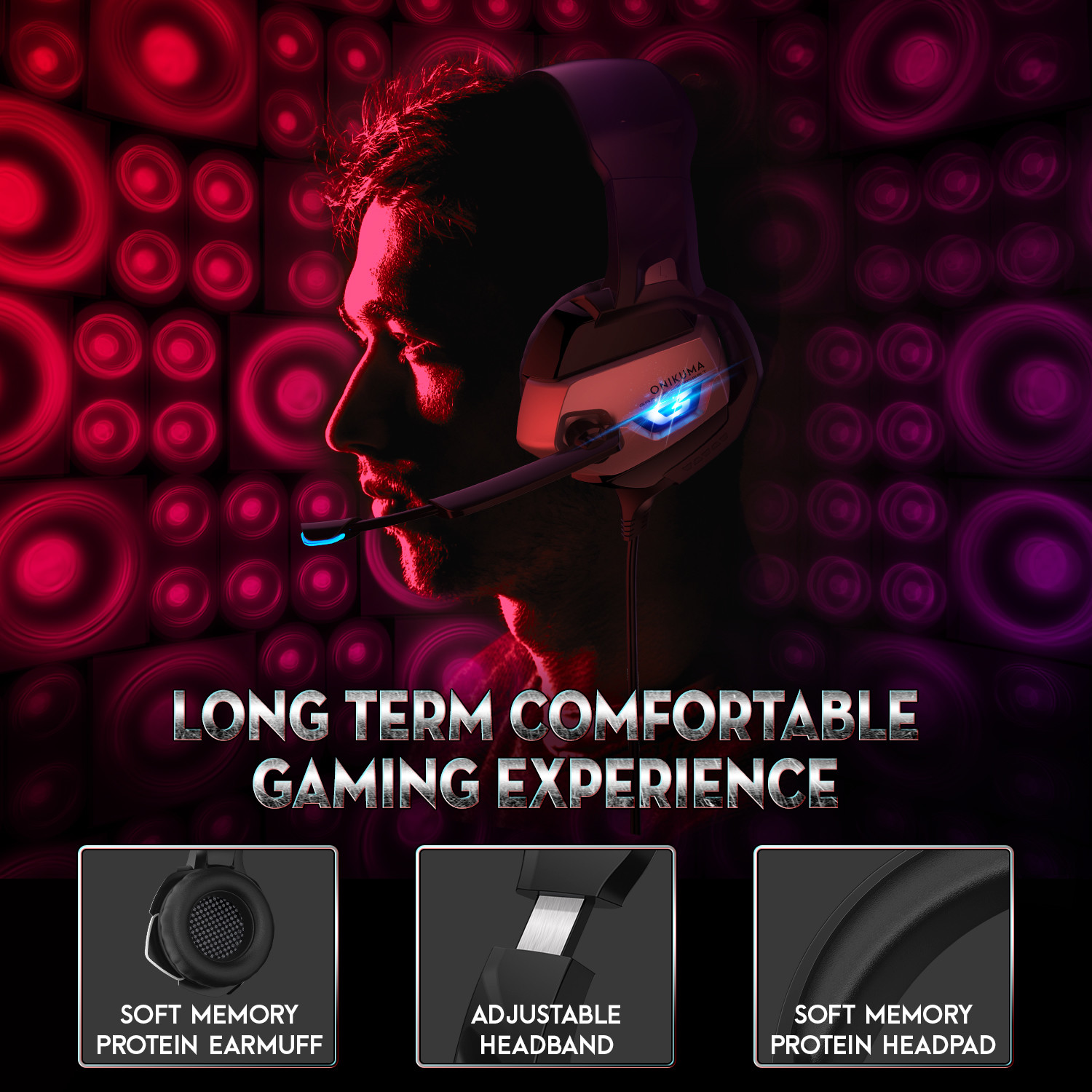 ONIKUMA New Model Wired Gaming Headset with Flexible Mic